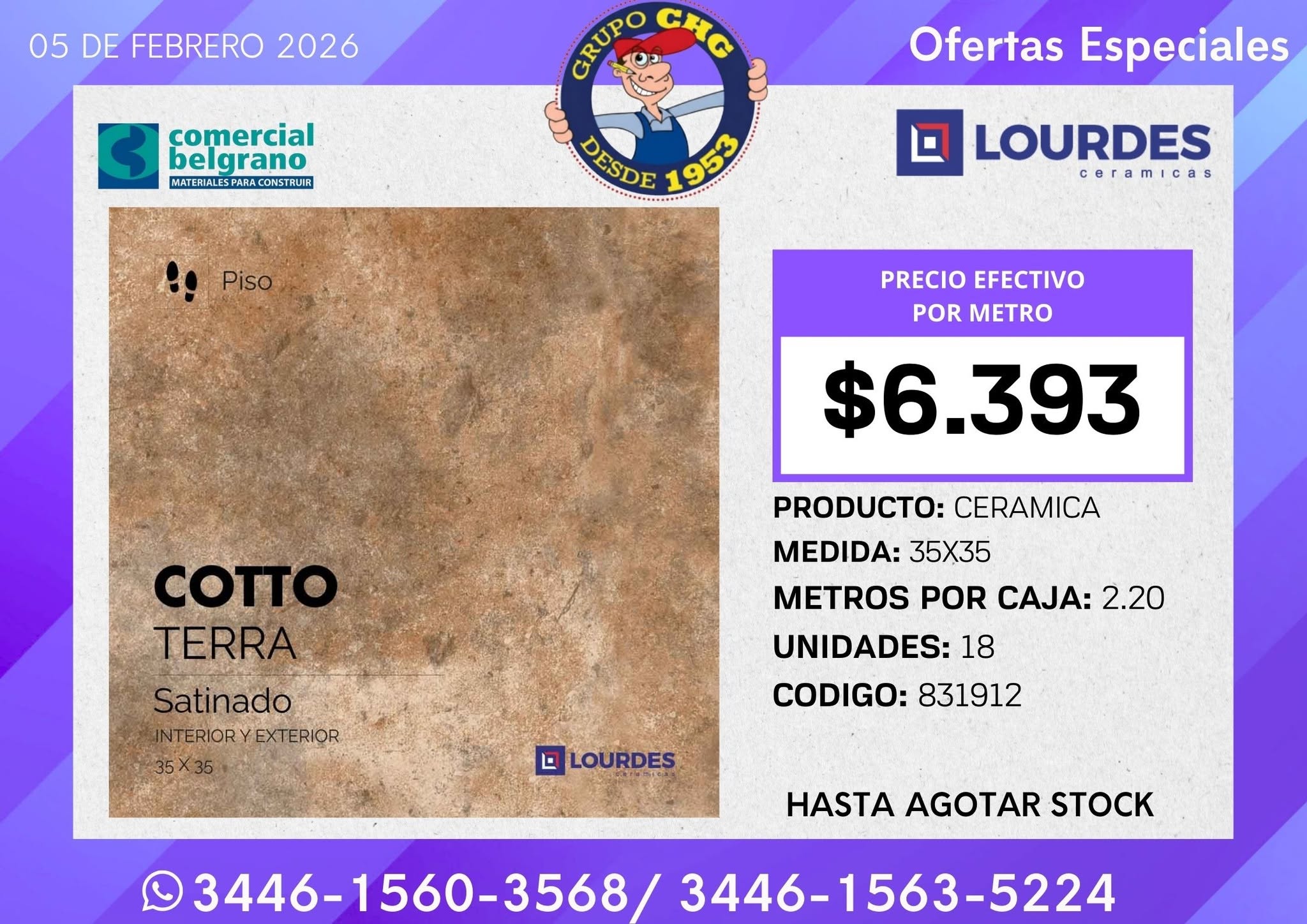 Cerámica Cotto Terra satinada
